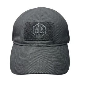 TAC Gear Hat Cap Strap Back Mens Black Tactical Patch Polyester Mesh Lightweight